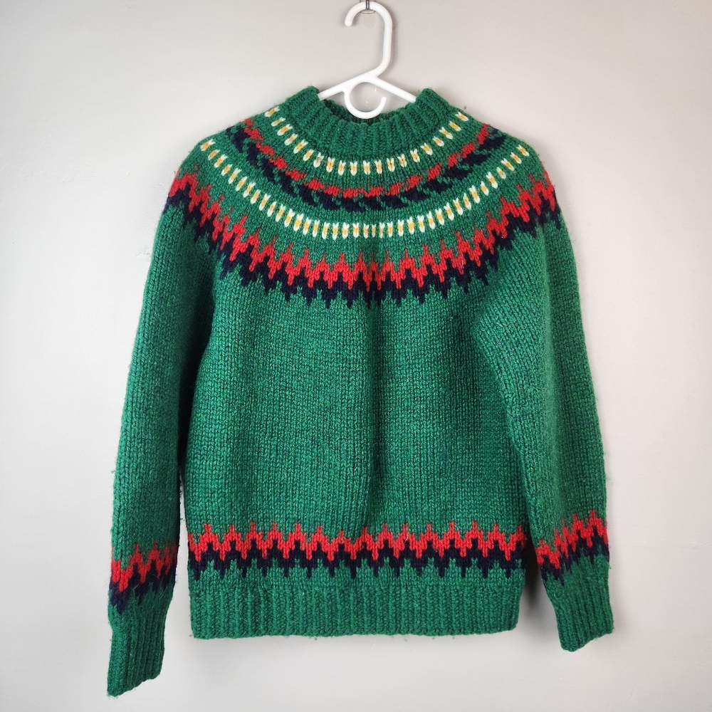 Vintage 60s The North Islander Wool Handknit Fair Isle Sweater